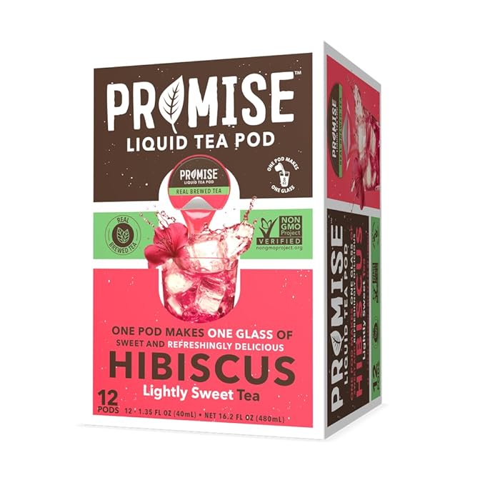 Promise Tea by Java House - Cold-Brewed Tea Concentrate Pods - Ethically Sourced - Hibiscus Lightly Sweet Tea - Pack of 12