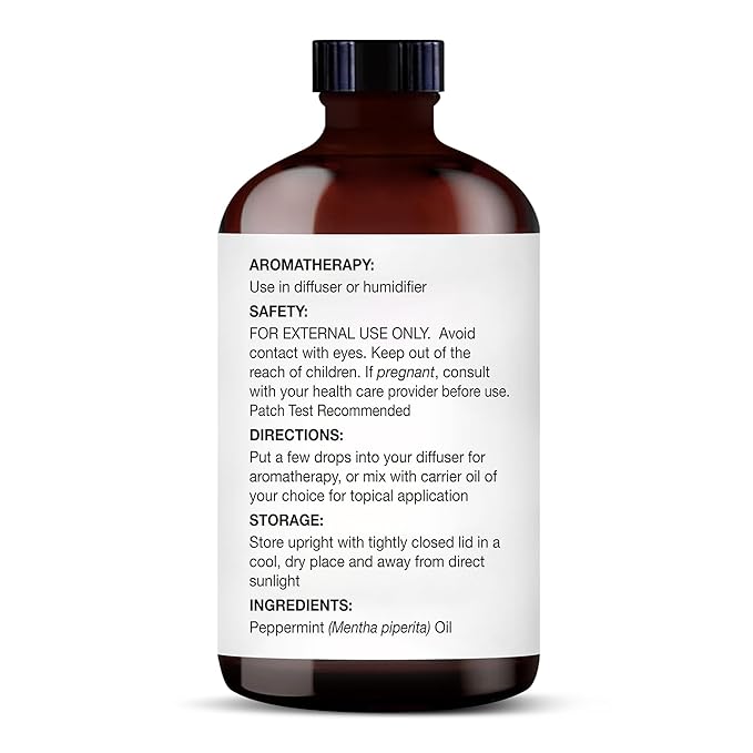 Majestic Pure Essential Oil with Glass Dropper - 100% Pure and Natural - Essential Oils for Diffuser, Aromatherapy, Soap and Candle Making, Peppermint Essential Oil, Peppermint Oil, 4 Fl Oz