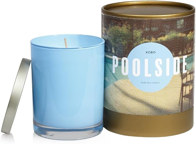 KOBO Poolside Scented Candle for Home (11 oz) – 100% Pure Soy Candle – 80-Hour Long-Lasting, Clean Burn Time – All Natural, Vegan, Non-GMO