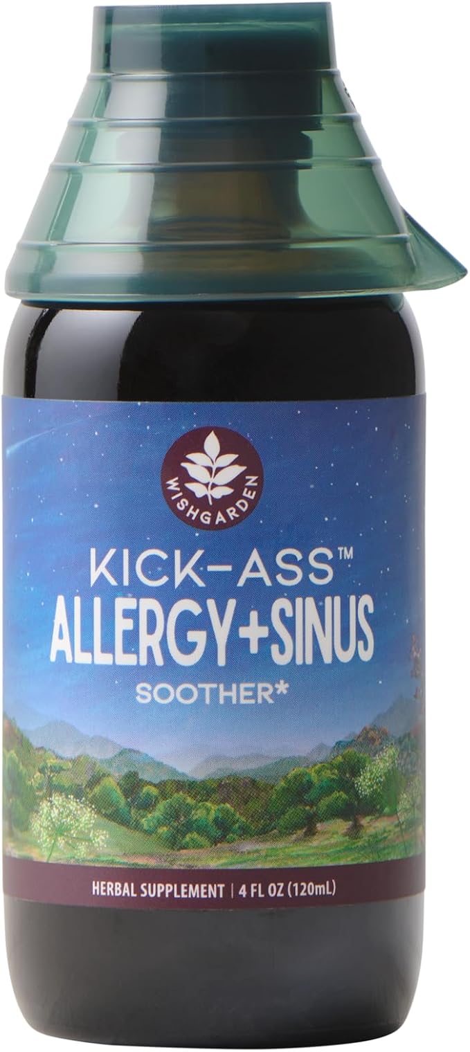 WishGarden Herbs Kick-Ass Allergy & Sinus - Fast-Acting Herbal Allergy & Sinus Relief for Adults w/Horseradish, Promotes Sinus Health, Encourages Decongestion & Helps Soothe Seasonal Discomforts, 4oz