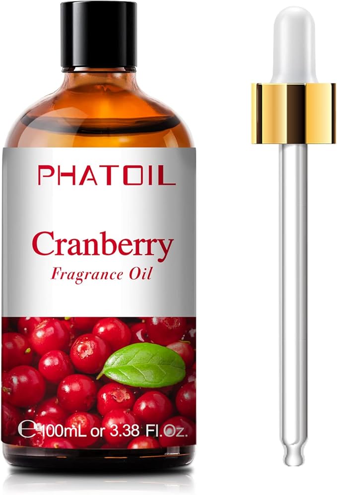 PHATOIL 3.38FL.OZ Cranberry Fragrance Oils for Aromatherapy, Essential Oils for Diffusers for Home, Perfect for Diffuser, Yoga, Skin Care, DIY Candle and Soap Making - 100ml