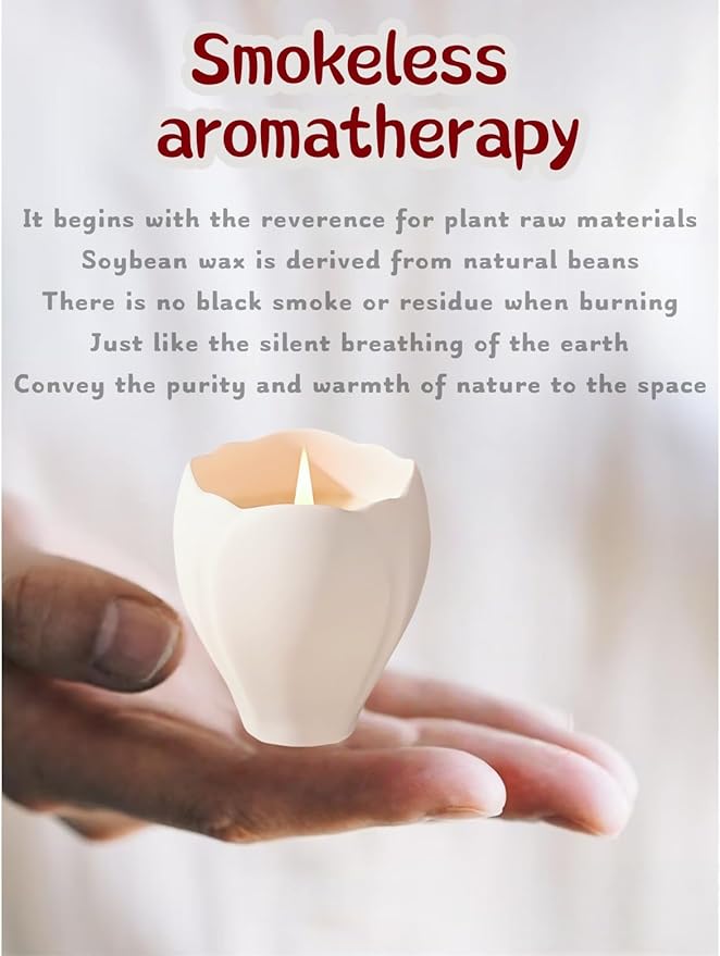 Scented Candles, Natural Soy Candle, Crackling and Wood Wick Aromatherapy Candle for Home,White, (Osmanthus)
