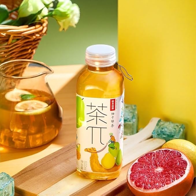 Tea PI Iced Tea – Green Tea, Pomelo Sweet Iced Fruit Tea Bottles, Real Juice, -16.9 fl oz, 500mL, 15 Pack