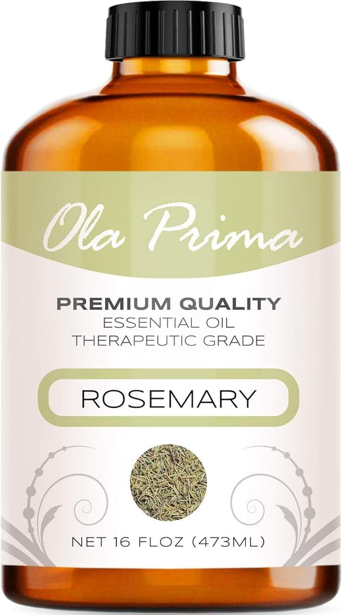Ola Prima Rosemary Essential Oil (16oz Bulk) for Aromatherapy, Diffuser, Mood Booster – Rosemary Oil for Hair Growth
