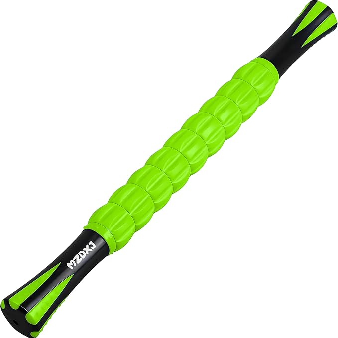 Muscle Roller & Massage Roller Stick for Athletes - Lymphatic Drainage Support, Relieves Muscle Soreness, Cramping & Tightness - Targets Legs, Arms, Back & Calves （Green - 18inch）