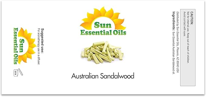 Sun Essential Oils – 4 oz Australian Sandalwood Essential Oil with Dropper for Diffuser, Skin, Aromatherapy Massage, Humidifier, Scent for Candle, Lotion & Soap Making at Home, Fragrance for Room