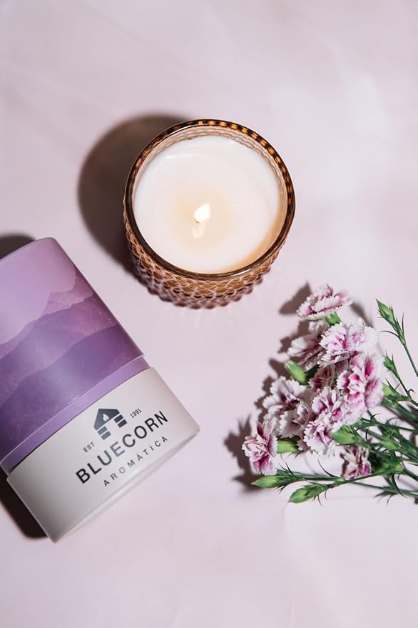 Bluecorn Aromática Scented Candle, Mountain Lilac Fragrance with Lilac, Hyacinth & Vetiver, Vegan Coconut Wax Candle, Long Lasting Candle for Home Decor, Gifts for Women & Men, American Made, 6 Oz Jar