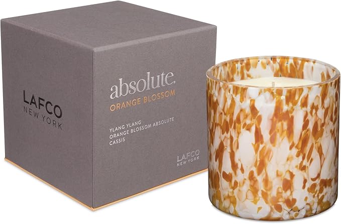 LAFCO New York Signature Candle, Orange Blossom - 15.5 oz - 90-Hour Burn Time - Reusable, Hand Blown Glass Vessel - Made in The USA