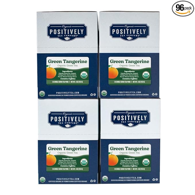 Organic Positively Tea Company, Green Tangerine Green Tea, K-Cup Compatible, 96 Pods