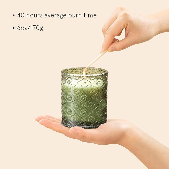 LA JOLIE MUSE Christmas Candles | Pine & Pomegranate Candle | Lemon, Pomegranate & Pine | 6 oz Natural Soy Wax | 40 Hours Clean Burn | Gift-Ready for Hosts, Gatherings | Elegant Home Décor