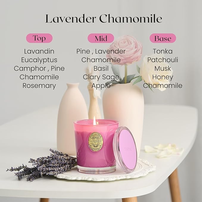 M&SENSE Natural Soy Candle| Lavender Chamomile Purple | 10.2 oz, 55H Burn | Luxury Scented Candle for Relaxation, Gifting, Home Décor |for Bedroom, Office, Party