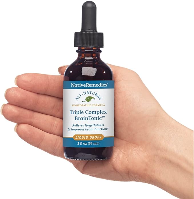 Native Remedies Triple Complex Brain Tonic - Natural Homeopathic Formula Relieves Forgetfulness, Mental Fatigue and Problems Concentrating - Supports Brain Function, Memory and Alertness - 59 mL