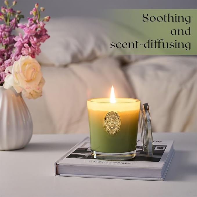 M&SENSE Natural Soy Candle| Eucalyptus Sage Green | 10.2 oz, 55H Burn | Luxury Scented Candle for Relaxation, Gifting, Home Décor |for Bedroom, Office, Party
