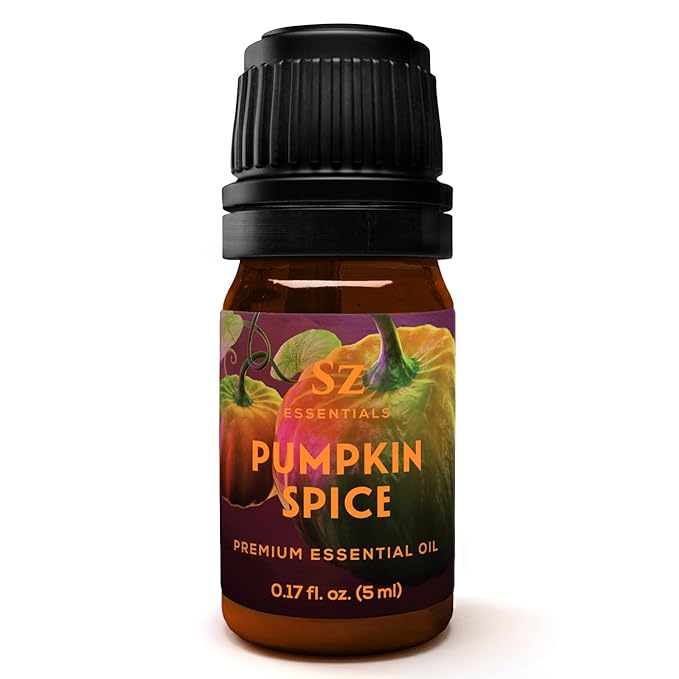 Pumpkin Spice Essential Oil Blend for Diffuser and Humidifier - 100% Pure and Natural - Rich Pumpkin Spice Scent, with Fruity and Spicy Overtones - Vegan - 0.17 floz (5 mL)
