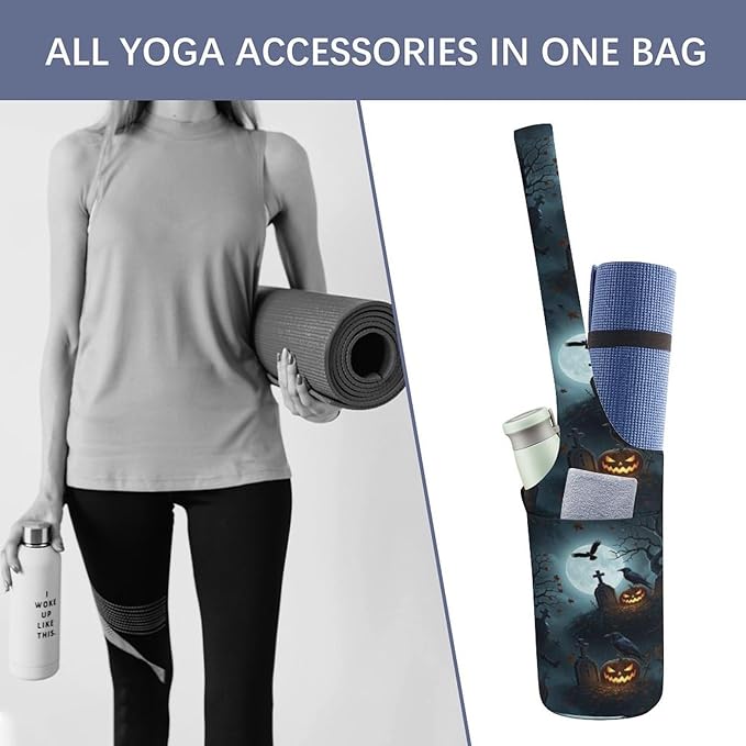 Aiyoolee Yoga Mat Bags, Large Tote Yoga Mat Carrier Holder with Water Bottle Pocket, Adjustable Shoulder Strap Storage Bag