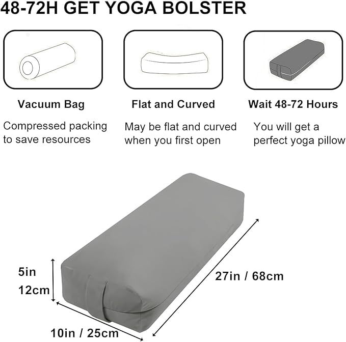 TokSay Rectangular Yoga Bolster Pillow, Meditation Pillow for Yin & Restorative Yoga, Filled with Wasted Sponge