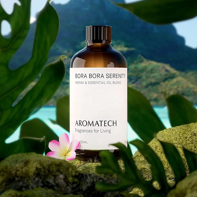 AromaTech Bora Bora Serenity Aroma Essential Oil Blend: Luxury Hotel Inspired Aromatherapy with Tropical Fruit, Frangipani & Coconut for Ultrasonic Diffusers & Nebulizers - 16 fl oz, 500 mL