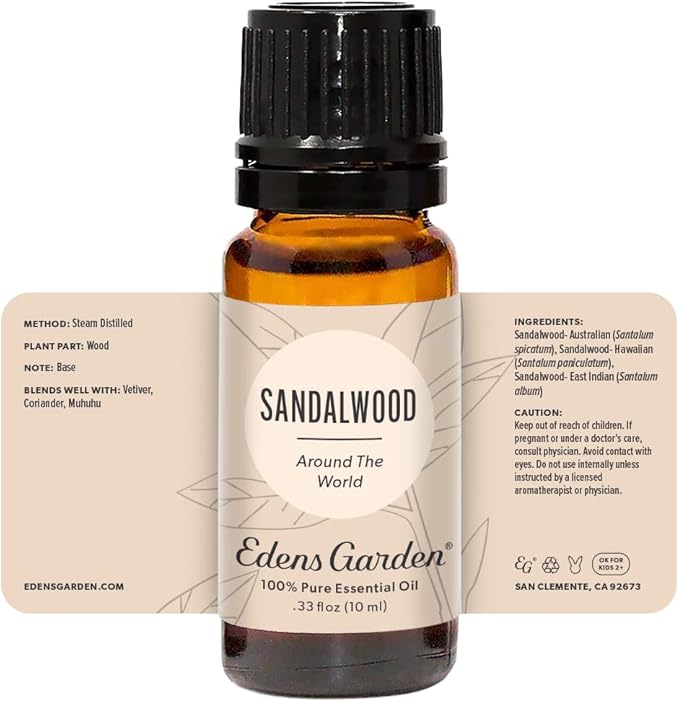 Edens Garden Sandalwood Around The World Essential Oil- 100% Pure Premium Grade, Undiluted, Natural, Therapeutic, Aromatherapy, The Best for Skin, Face, Hair 10 ml (.33 fl oz)