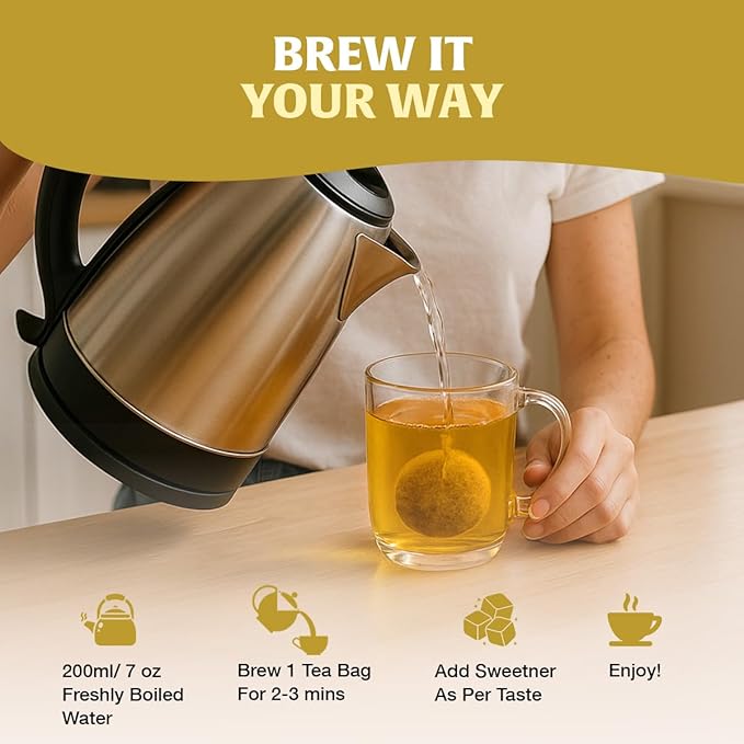 HANDPICK, Lemon Ginger Herbal Tea - 100 Pyramid Tea Bags | 100% Natural Ingredients, Tasty & Citrusy Hand-made Blend of Lemon & Ginger | Caffeine Free, Gluten Free | No Artificial Ingredients