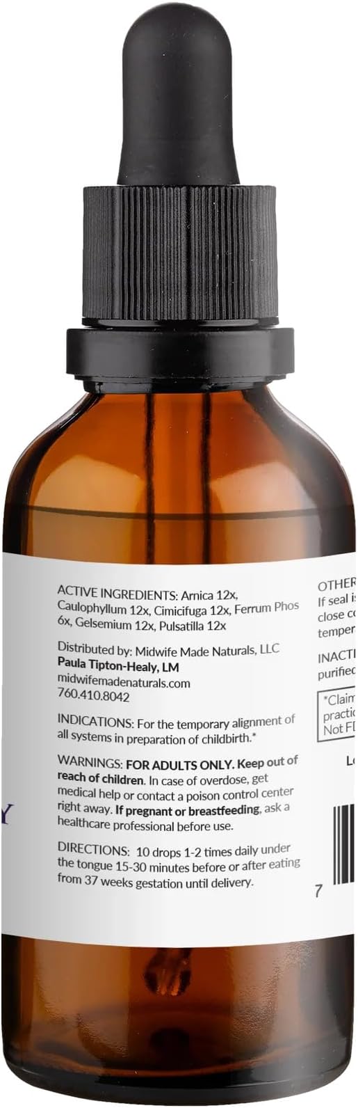 Happy Birth-Day from Midwife Made Naturals - All Natural, Liquid Homeopathic Remedy Drops, Non-GMO, 2 FL. OZ. Preparacion para El Parto, Todo Natural, Homeopático