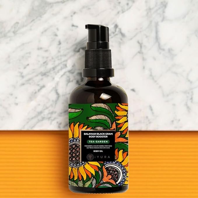 iYURA Balaayah Black Gram Body Booster Oil - Tea-Garden Blend | Ayurvedic Massage & Moisturizing Body Oil | Luxurious, Fast-Absorbing & Non-Sticky | 3.38 fl oz