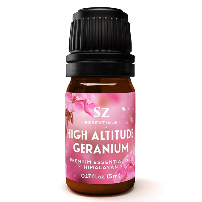 High Altitude Geranium Essential Oil – 100% Pure & Natural, Grown in The High-Altitude – Aromatherapy, Home Use – Therapeutic Grade & Vegan – 5 mL
