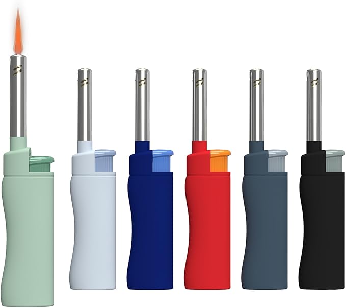 MK Candle Lighter, Butane Refillable Wind-Resistant Flame, 6-Pack for BBQ, Camping, Outdoor Use (NBR-6PC)