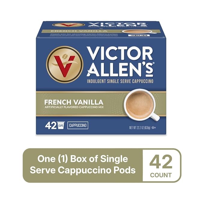 Victor Allen's Coffee French Vanilla Flavored Cappuccino Mix, 42 Count, Single Serve K-Cup Pods for Keurig K-Cup Brewers