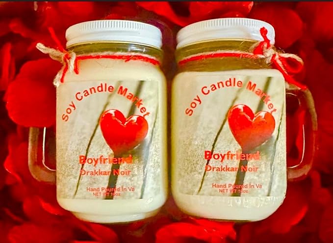 Soy Scented Candles | Handmade & Highly Aromatic Candles Burns Upto 85 Hours in Glass Jar - Perfect for Home Decor, Wedding, Birthday, Dinner (Boyfriend, 12 oz)