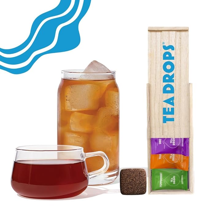 Tea Drops Gift Set | Organic Dissolvable Loose Leaf Tea | Microplastic-Free | Chai Spice Chocolate Earl Grey Citrus Ginger Rose Matcha Peppermint Ube Vanilla Bean Thai | 9 Sampler Assortment - 1 Per Flavor