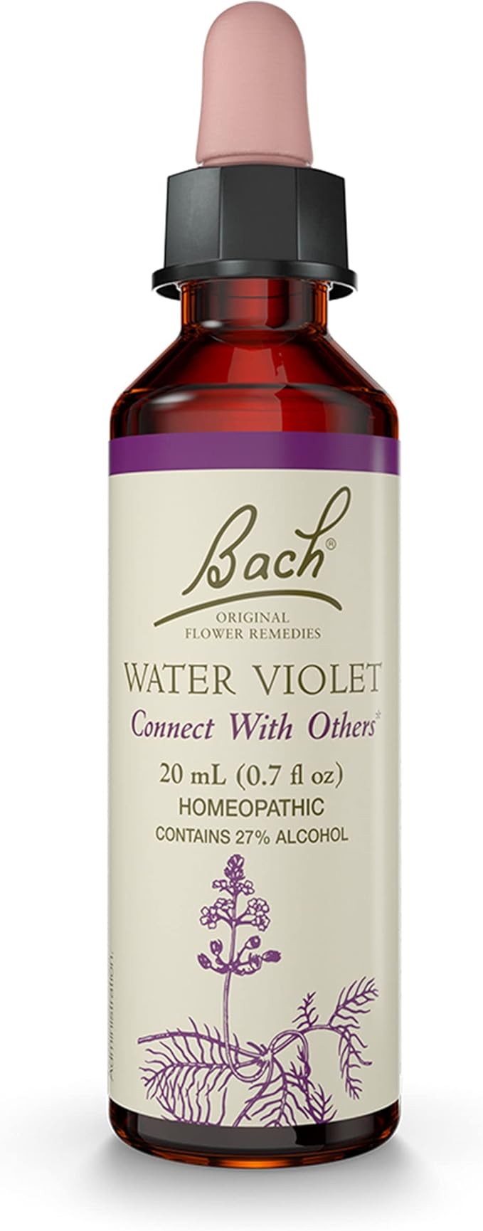 Bach Original Flower Remedies, Water Violet - Connect with Others - Natural Homeopathic Flower Essence for Emotional Balance - Vegan, Gluten Free, Sugar Free - 20mL Dropper