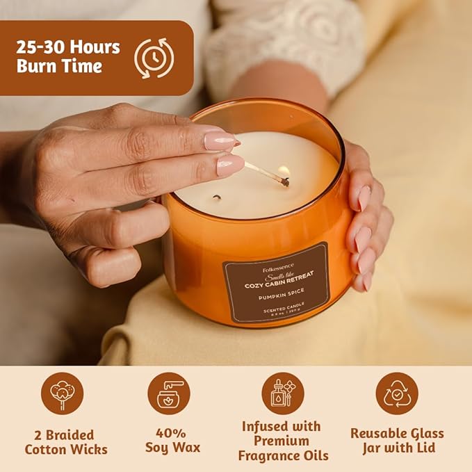 250g. Candles Smells Like Cozy Cabin Retreat - Pumpkin Spice