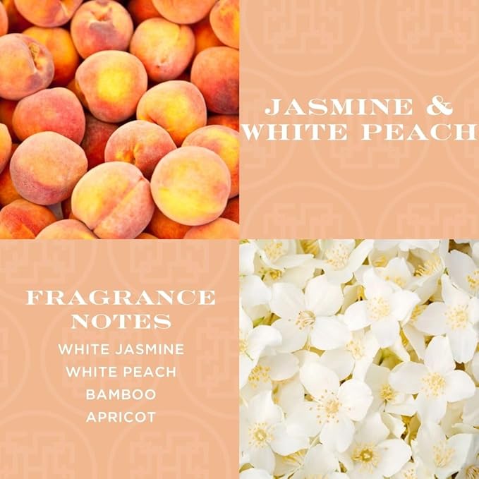 HomeWorx by SLATKIN + CO. Candle- Jasmine & White Peach, 18 oz. Premium Scented Candle - 30-55 Hours Burn Time