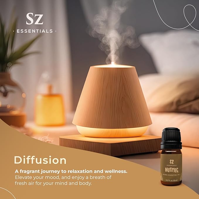 – Nutmeg Essential Oil – 100% Pure & Undiluted– Therapeutic Grade, Steam Distilled, Myristica Fragrans - for Aromatherapy, Skincare, and Massage - 0.17 oz (5 mL)