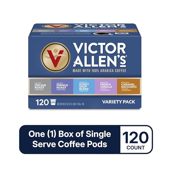 Victor Allen's Coffee Variety Pack, 120 Count, Single Serve Coffee Pods for Keurig K-Cup Brewers