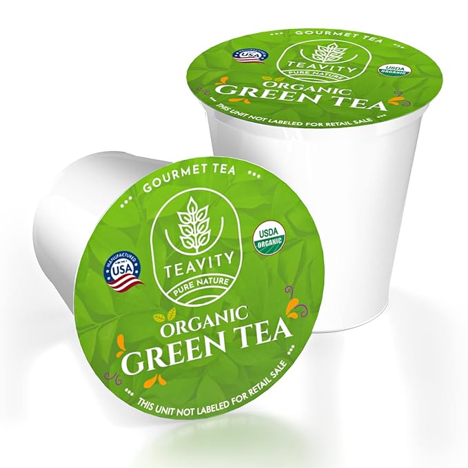 Organic Green Tea Pods for Keurig - Unsweetened Green Tea for K Cup Machines by Teavity (36 Tea Pods)