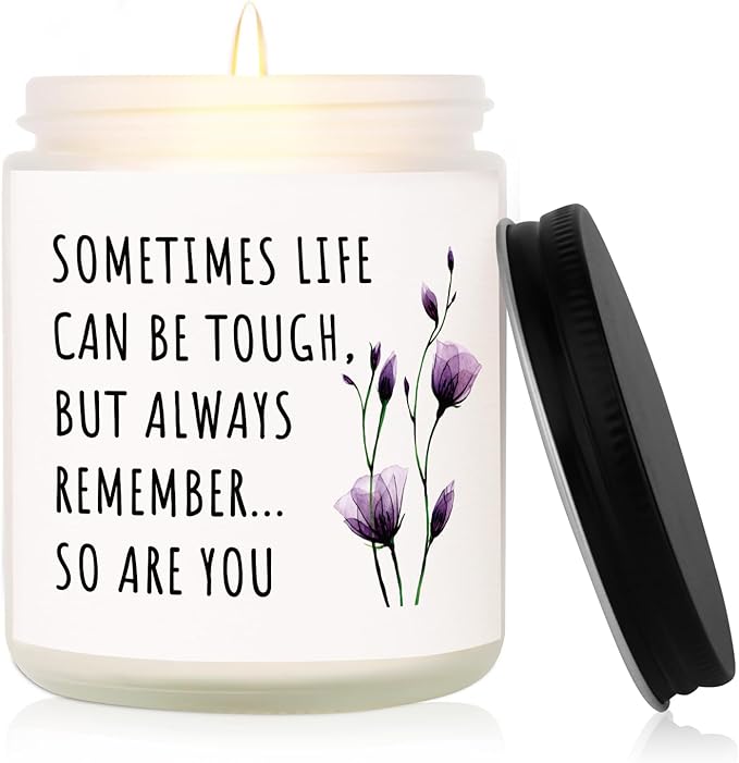 Shqiueos Get Well Gifts for Women, Inspirational Candle 7oz, Cancer Care Gifts for Women, Sympathy Gift, Cheer up, Comfort, Surgery Recover, Encouragement Lavender Scented Handmade Candle