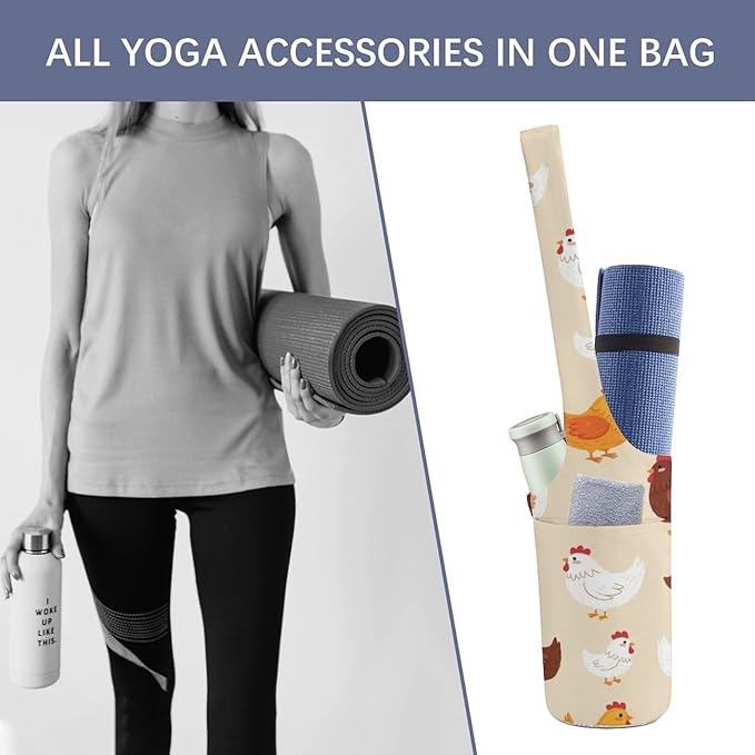 Meaudiwes Large Yoga Mat Bag with Long Strap for Women Yoga Accessories Sports Storage Bags Exercise Mats Tote Sling Carrier Bag