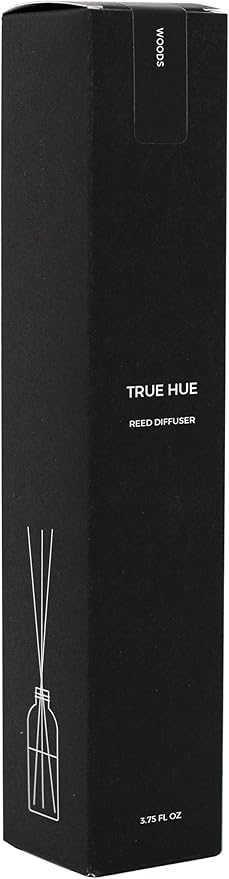 Luxury Reed Diffuser| True Hue | 3.75 fl oz | Glass and Rattan | Lasts for 2-3 Months | Fragrance Diffusers for Home | Handmade in USA (Woods)