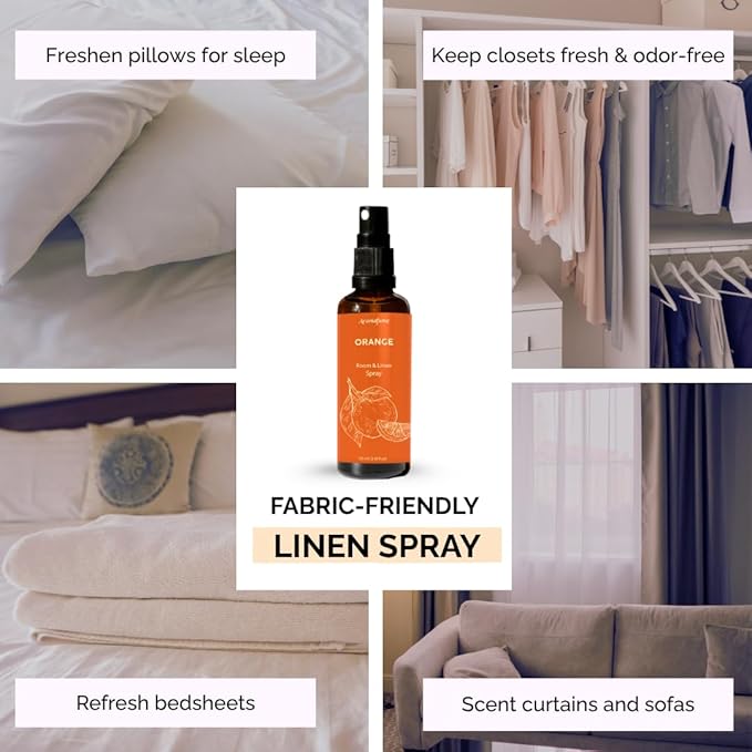 Orange Room, Linen & Pillow Spray by Aromafume | 100ml/3.38 fl oz | with Pure Orange Essential Oil | Aromatherapy Spray | Mist for Bedding, Fabrics