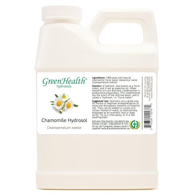 Chamomile Hydrosol (Floral Water) 16 fl oz – 100% Pure Steam-Distilled Chamomile Water (NOT Essential Oil) – Bulk Refill Plastic Jug w/Cap – DIY Room & Linen Spray Mist Base for Home Fragrance