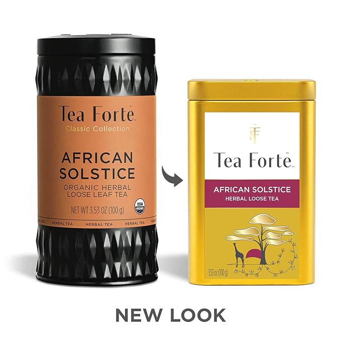 Tea Forte African Solstice Premium Loose Leaf Caffeine-Free Herbal Tea Blend Canister, Makes 35-50 Cups