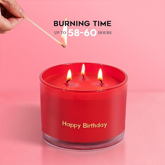 KONNI Red Rose Scented Candles Home 3 Wick Soy Candles, 12.35oz Luxury Relaxing Aromatherapy Candle for Women Men, 50 Hours Long Lasting Clean Burning Jar Candle, Romantic Lover Birthday Gift