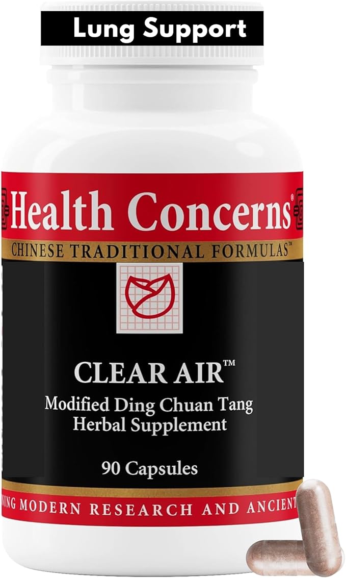 Health Concerns Clear Air - Cough & Phlegm Support Supplement - Marshmallow, Apricot, Bitter Orange, Garlic, Skullcap & More - Increases Oxygen Capacity & Reduces Mucus - 90 Capsules