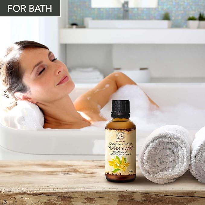 Ylang-Ylang Essential Oil 1.7 Fl Oz - Cananga Odorata - Madagaskar - 100% Pure & Natural Ylang Ylang Oil Best for Aromatherapy - Good Sleep - Beauty - Relaxation - Aroma Diffuser