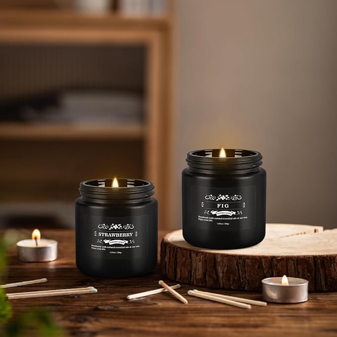 12 Pcs Halloween Scented Candles with Added Natural Essential Oils, 3.05oz, Suitable for Various Festivals, Parties, Yoga, and Home Scene(Black)