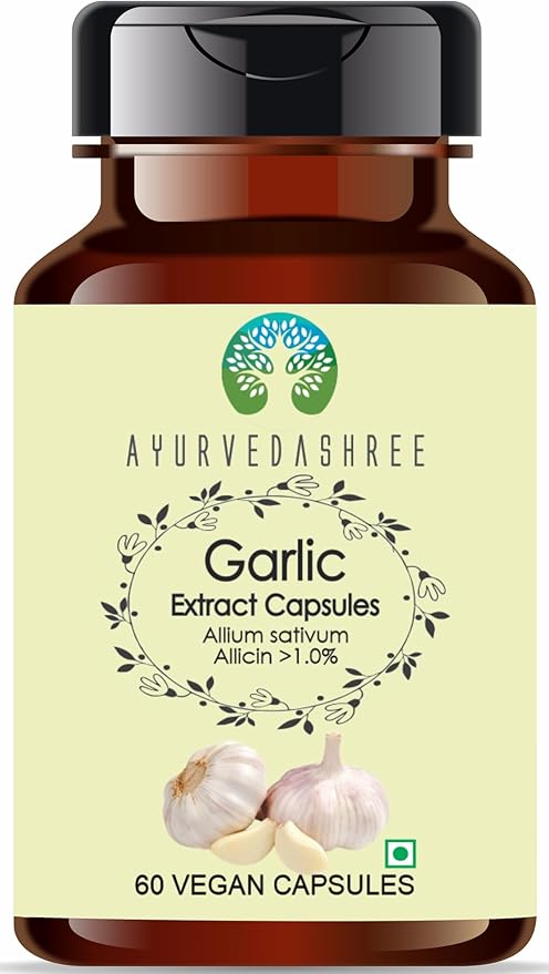 Garlic Extract 500mg - 60 Vegetarian Capsules|Allium Sativum| All Natural | 100% Vegan | Gluten-Free