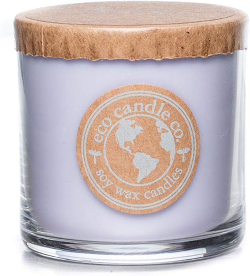ECO CANDLE CO. Recycled Candle, Lavender Dreams, 6 oz. - Scents of Lavender, Lilac, Sage, & Mimosa - 100% Soy Wax, No Lead, Kraft Paper Label & Lid, Hand Poured, Made from Midwest Grown Soybeans