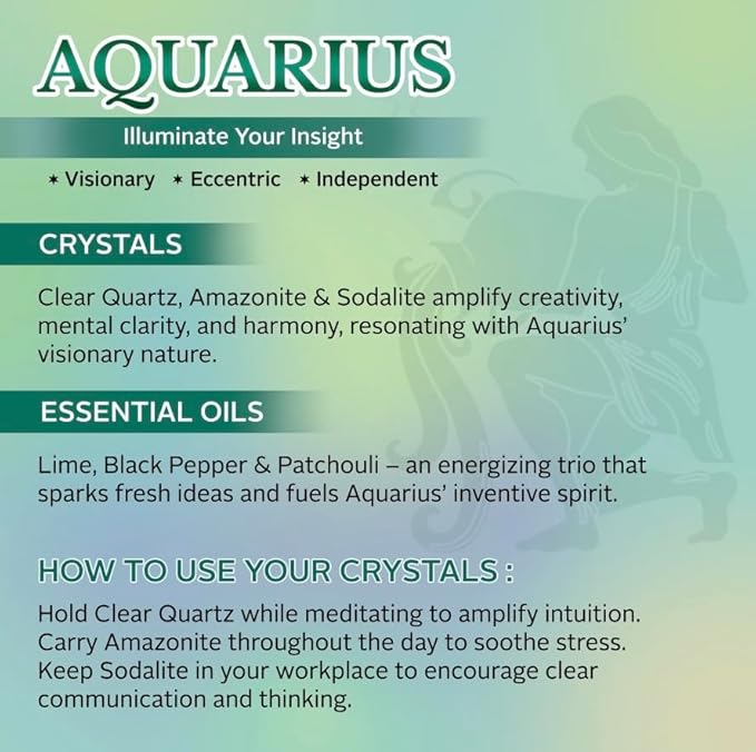 Luxury Glass Jar Candle, Aquarius Zodiac Sign, 8.8 oz - Crystal Infused - Scents of Lemongrass, Jasmine, Black Currant, & Sugar - USA Made, Coconut-Soy Wax, Essential Oil, Dr. Developed
