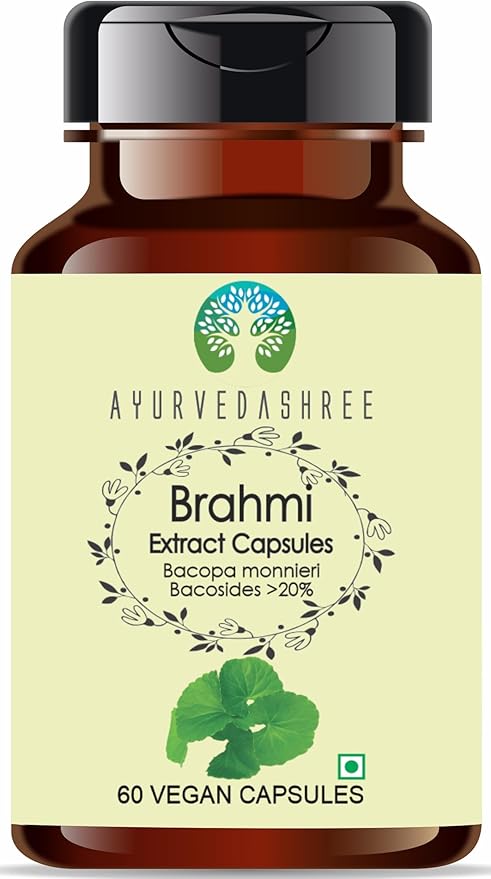 Brahmi Extract 500mg - 60 Vegetarian Capsules|Bacopa Monnieri Bacosides| All Natural | 100% Vegan | Gluten-Free.